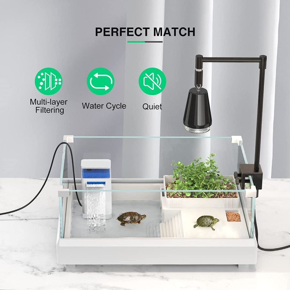 Ugerlov Turtle Tank Filter,Aquarium Waterfall Filter Low Level Water Clean Pump for Small Fish Tank Amphibian Frog Crab Habit Designed with 4W Water Pump Animals & Pet Supplies > Pet Supplies > Fish Supplies > Aquarium Filters Ugerlov   