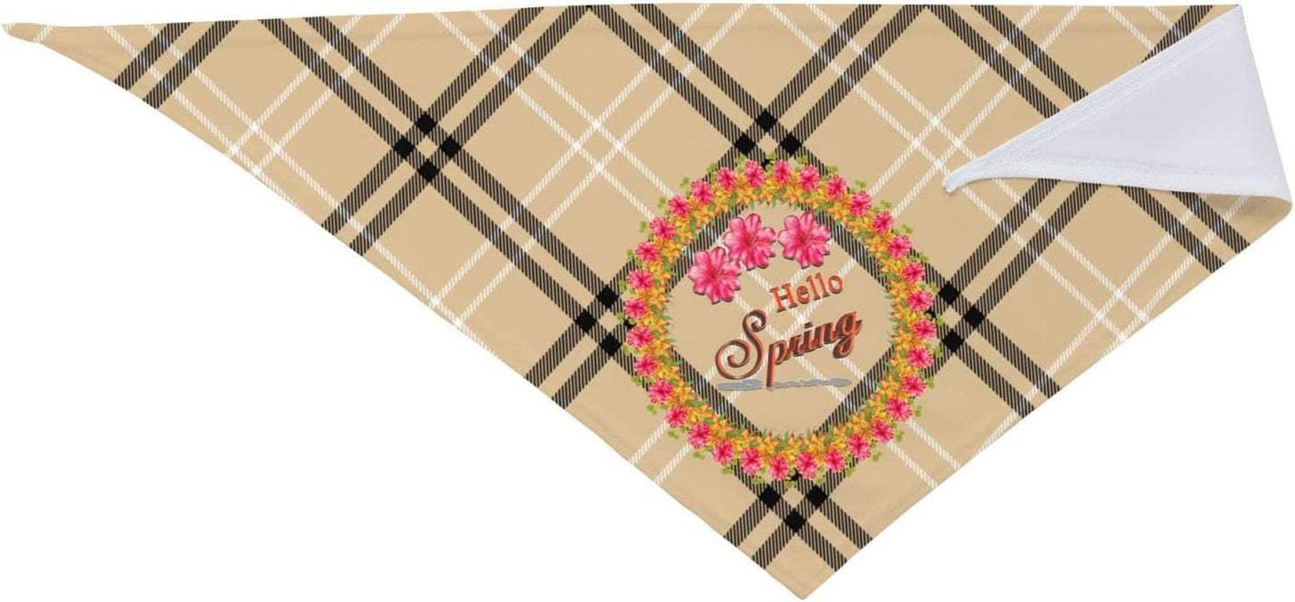 Hello Spring Floweral Circle Frame Pet Dog and Cat Decorative Triangle Scarf,Dog Bandana,Breathable and Stain Resistant. Animals & Pet Supplies > Pet Supplies > Dog Supplies > Dog Apparel ZALTAS   