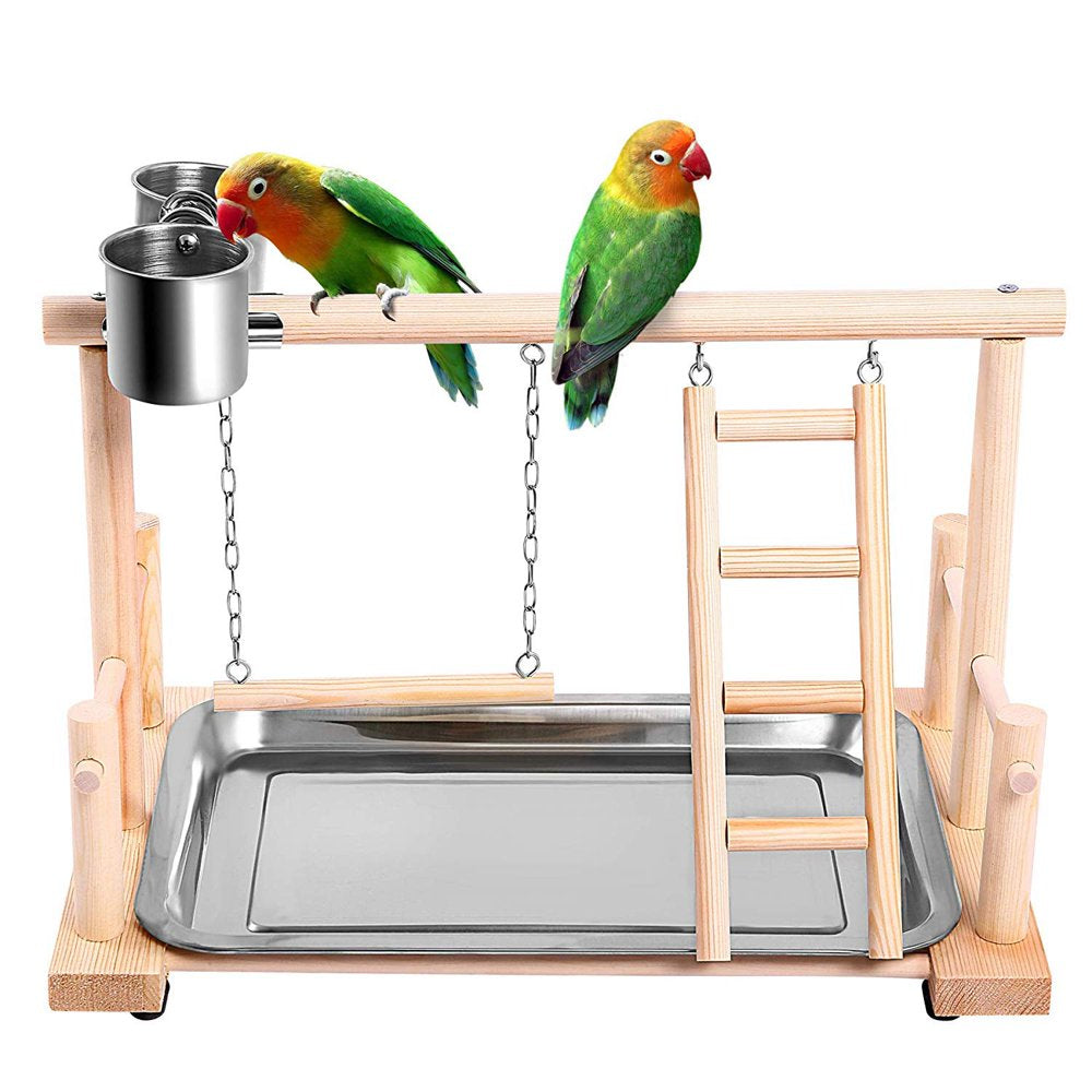 Tiabiaya Parrot Playpen Bird Perch Playstand Parrot Playground Gym Wood Ladder Swing Climbing Animals & Pet Supplies > Pet Supplies > Bird Supplies > Bird Gyms & Playstands Tiabiaya   