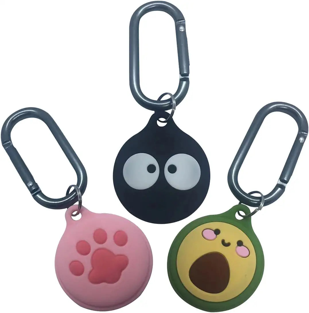 Carrehome 3 Pack Silicone Cases Compatible with Apple Airtag Case, Cute Cartoon Protective Holder for Airtag Keychain,Pet,Luggage,Newest Design