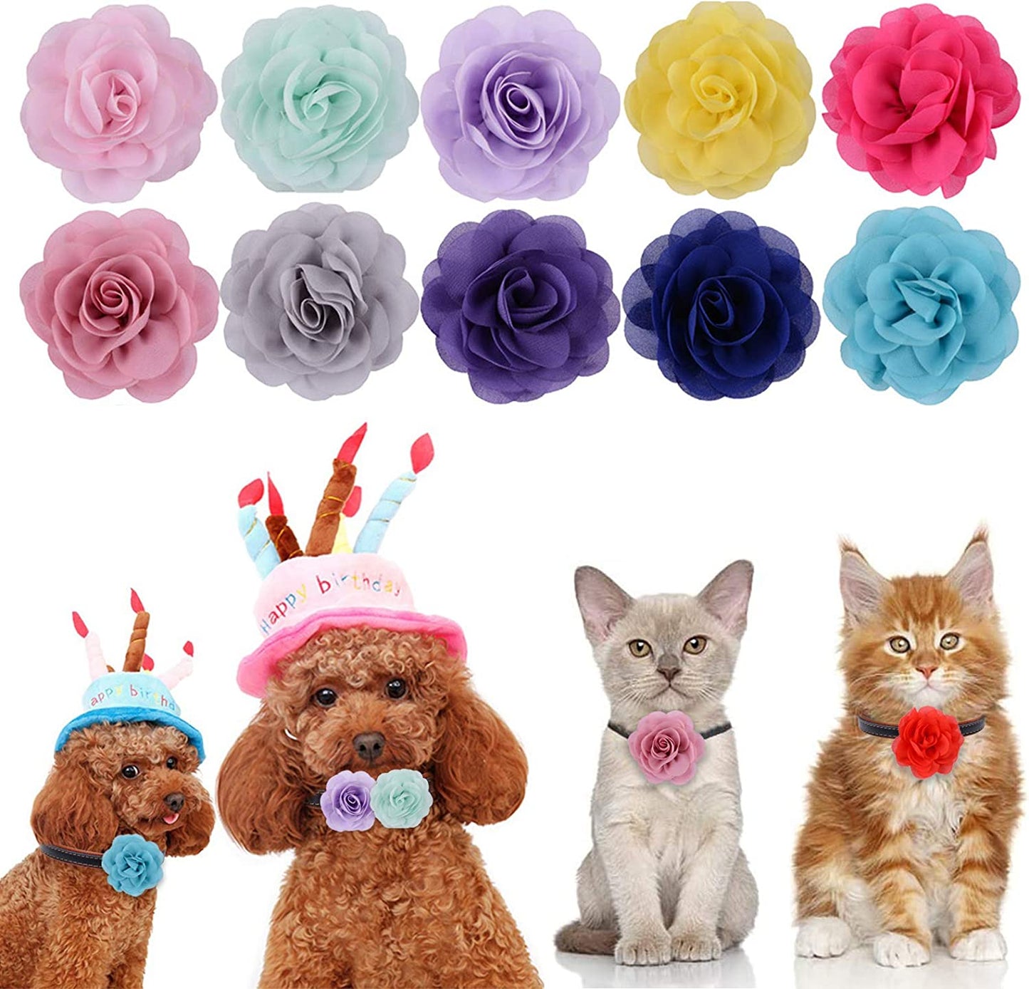 Dog Collar Flowers, Cooyeah 40 Pieces Pet Bow Tie Flower Collars Dogs Charms Flower Bowtie for Cat Puppy Pets Collar Grooming Accessories Animals & Pet Supplies > Pet Supplies > Dog Supplies > Dog Apparel Cooyeah-123   