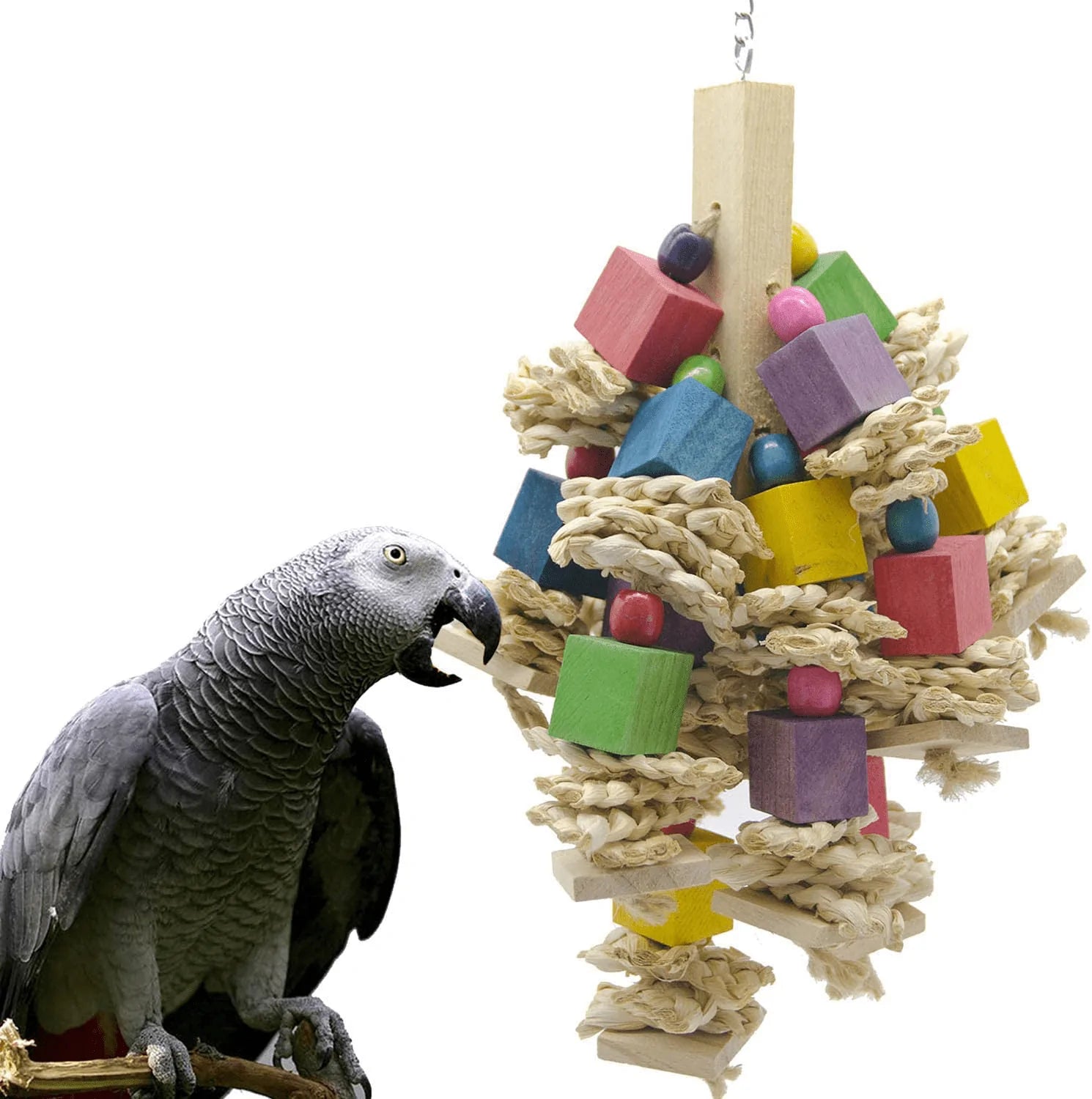 Ebaokuup Large Medium Bird Parrot Chewing Toy - Natural Wooden Parrot Blocks Knots Tearing Toy Bird Cage Bite Toy for African Grey, Macaws Cockatoos, and a Variety of Amazon Parrots Animals & Pet Supplies > Pet Supplies > Bird Supplies > Bird Treats EBaokuup   