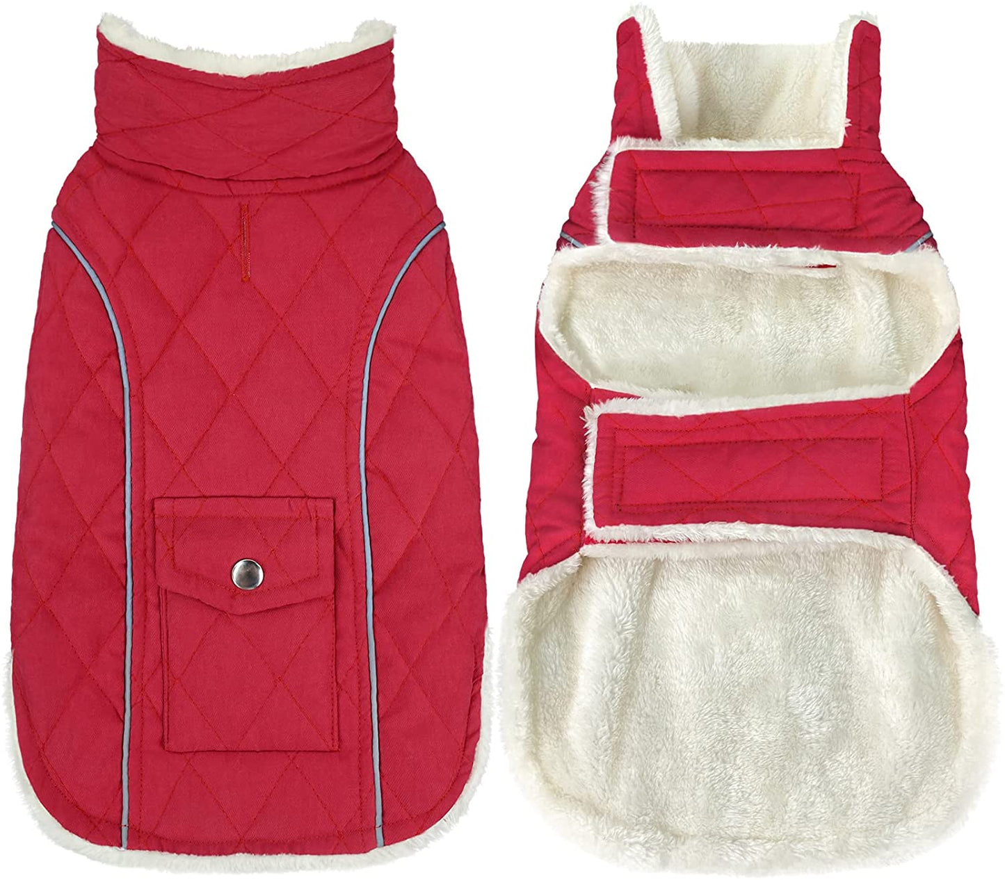 Malier Dog Winter Coat, Windproof Dog Cold Weather Coats with Real Pocket, Winter Dog Extra Warm Coat Dog Fleece Jacket Reflective Dog Clothes for Small Medium Large Dogs and Puppy (Medium, Green) Animals & Pet Supplies > Pet Supplies > Dog Supplies > Dog Apparel Malier Red Large 