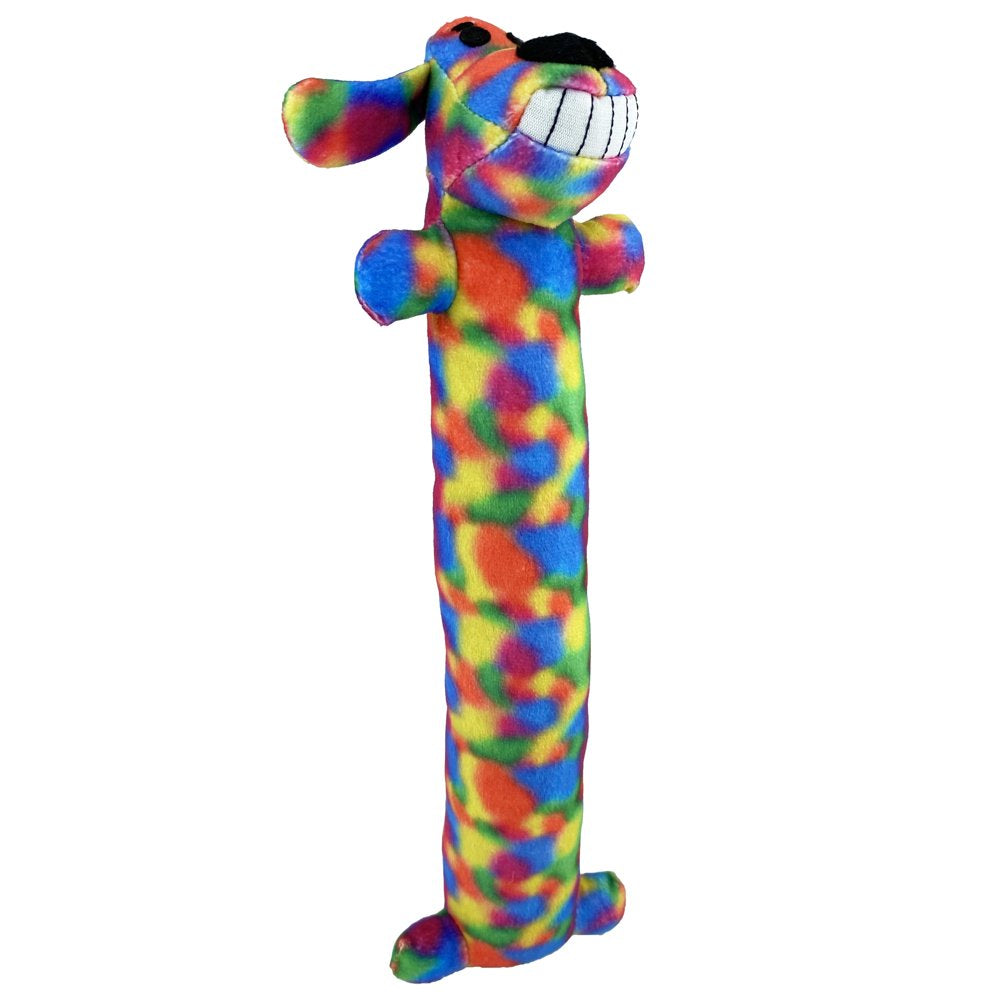 Multipet Smiling Loofa Dog Toy, Medium Shaker and Toss Toy, Tie Dye Pattern with Squeaker Inside, Size 12 Inches Animals & Pet Supplies > Pet Supplies > Dog Supplies > Dog Toys Multipet   