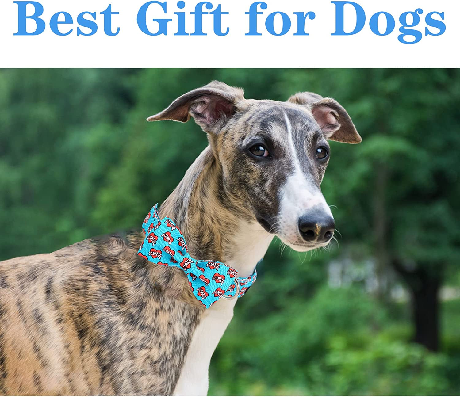 Unique Style Paws Mother'S Day Dog Collar with Bow Tie Blue Heart Puppy Collar Best Gift for Small Medium Large Boys Girls-M Animals & Pet Supplies > Pet Supplies > Dog Supplies > Dog Apparel Unique style paws   