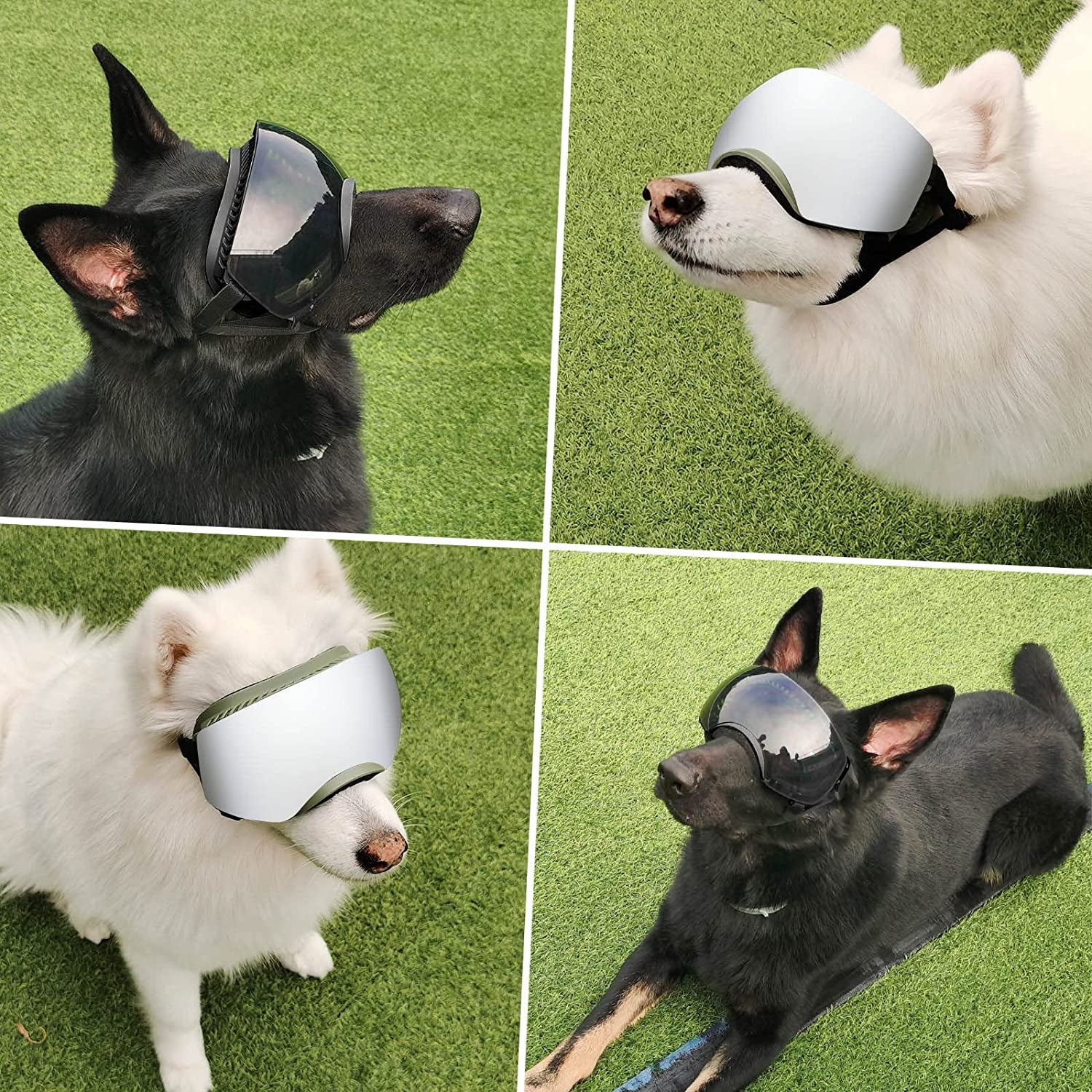 Enjoying Dog Sunglasses Large UV Protection Adjustable Dog Goggles Magnetic Lens Winproof Pet Glasses for Medium-Large Dogs, Soft Frame Eye Protective, Green Animals & Pet Supplies > Pet Supplies > Dog Supplies > Dog Apparel Enjoying   