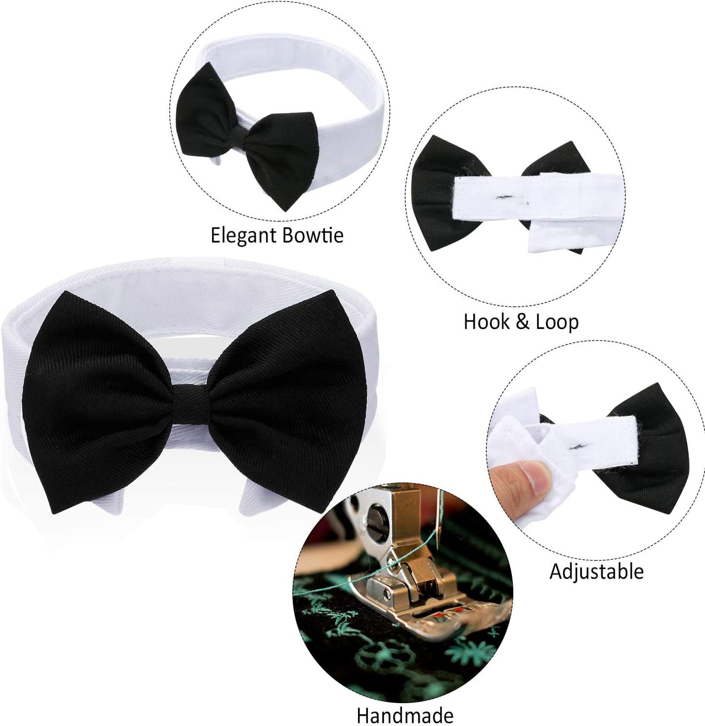 4 Pieces Pet Bow Tie Adjustable Pet Neck Tie Costume Formal Dog Collar for Small Dogs and Cats Puppy Grooming Ties Party Accessories (S, Black, Red, Red White, Blue White) Animals & Pet Supplies > Pet Supplies > Dog Supplies > Dog Apparel Syhood   