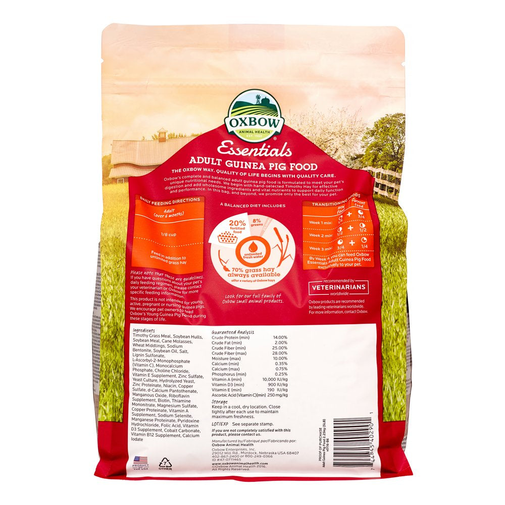 Oxbow Essentials Cavy Cuisine Adult Guinea Pig Dry Food, 5 Lbs. Animals & Pet Supplies > Pet Supplies > Small Animal Supplies > Small Animal Food Mars Petcare   