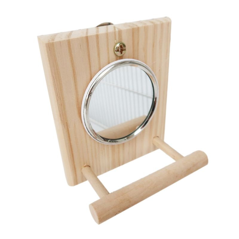 Bird Mirror with Wooden Perch Fun Platform Stand ,Bird Cage Wooden Playtoys for Parrots Parakeet Cockatiel Conure Animals & Pet Supplies > Pet Supplies > Bird Supplies > Bird Cages & Stands UAOUIRA   