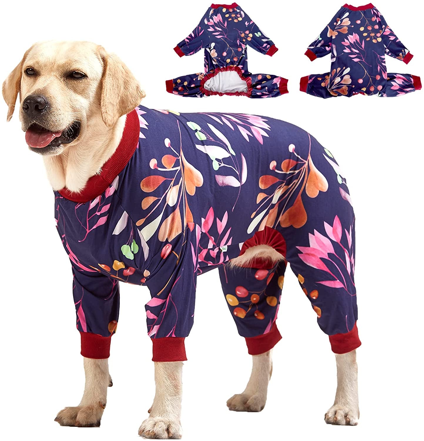 Lovinpet Big Dog Pajamas, Navy Berries Print, Large Dog Jammies, Pitbull Dog Pj'S, Lightweight Pullover Dog Pajamas, Full Coverage Dog Pjs /2XL Animals & Pet Supplies > Pet Supplies > Dog Supplies > Dog Apparel LovinPet Multi-colored X-Large 