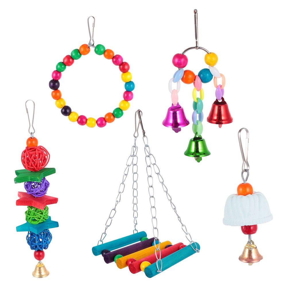 Frcolor Toys Parrot Bird Swing Wood Hanging Ladder Rope Perch Foraging Grey African Stand Parakeet Chewing Anchovies Hemp Cage Animals & Pet Supplies > Pet Supplies > Bird Supplies > Bird Ladders & Perches FRCOLOR   