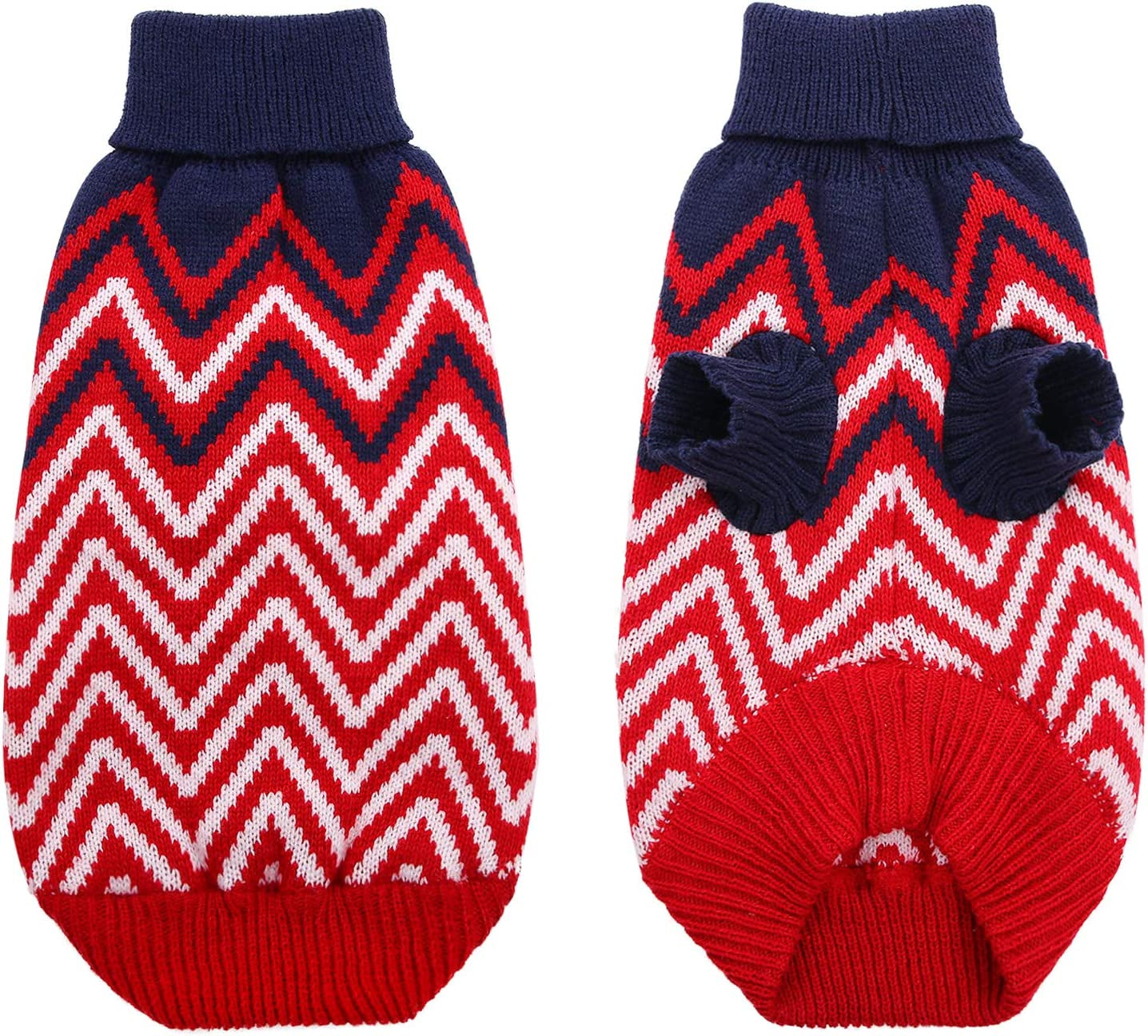 Queenmore Dog Christmas Stripe Sweater, Winter Turtleneck Warm Pullover Knit Sweater, Pet Thick Knitwear for Small, Medium Dogs (Geen, M Animals & Pet Supplies > Pet Supplies > Dog Supplies > Dog Apparel Queenmore Red X-Large 