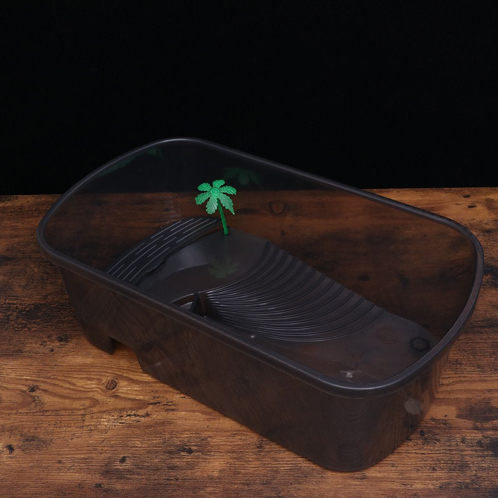 Reptiles Amphibians Habitat Terrarium Vivarium Tank Breeding Box with Plastic Coconut Tree for Terrapin Tortoise Turtle Lizard Spider (Black) - Small Size Animals & Pet Supplies > Pet Supplies > Small Animal Supplies > Small Animal Habitat Accessories Ryth   