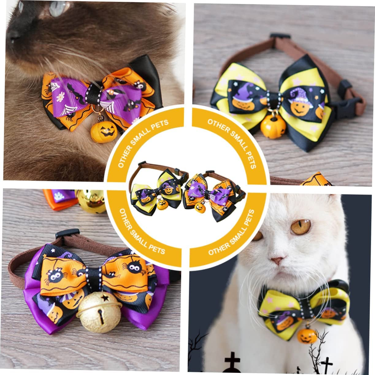 Hohopeti 2Pcs with Bells Breakaway Bow Themed and Tie& Pumpkin Bowties Puppy Outfit Decorations Belt Cute Bowknot Dog Neck Size Halloween Pumkin Neckband Collars S Adjustable Doggiesize Animals & Pet Supplies > Pet Supplies > Dog Supplies > Dog Apparel Hohopeti   