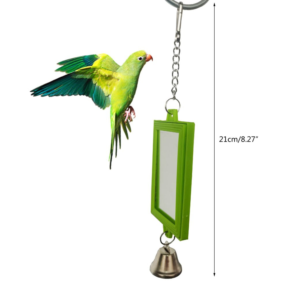 BOOYOU Bird Mirrors with Metal Bells Cockatiel Parakeet Mirror for Cage Bird Toy Swing Cage Accessories for Parrot Conure Animals & Pet Supplies > Pet Supplies > Bird Supplies > Bird Cage Accessories BOOYOU   