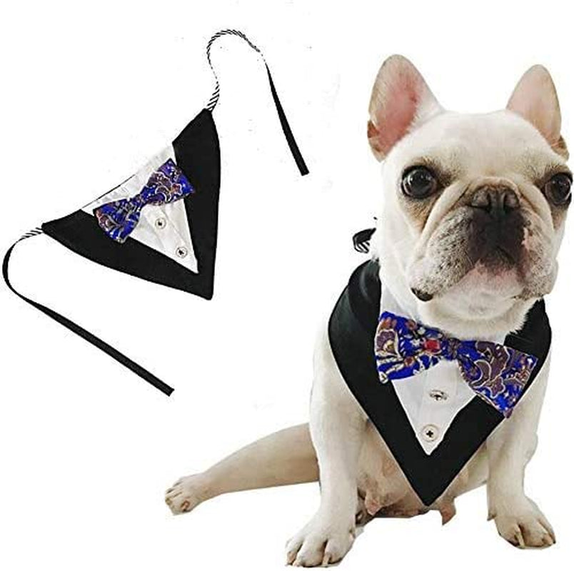 Feimax Dog Bandana Pet Triangle Bibs Scarfs Reversible Adjustable Collar Gentleman Bow Tie Suit Novelty Bandanas Dogs Neckerchief Fashion Wedding Dress Kerchief for Puppy and Cat (Red) Animals & Pet Supplies > Pet Supplies > Dog Supplies > Dog Apparel FEimaX Blue  