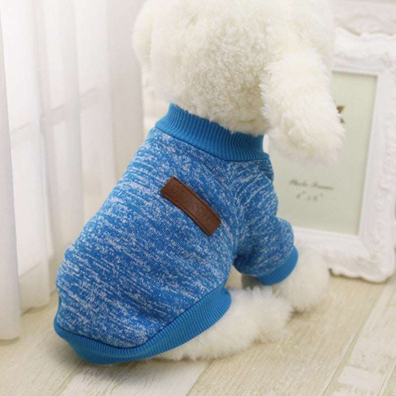 Pet Dog Sweater Chihuahua Clothes Classic Sweater Fleece Sweater Clothes Warm Sweater Winter Animals & Pet Supplies > Pet Supplies > Dog Supplies > Dog Apparel Fymall S Blue 