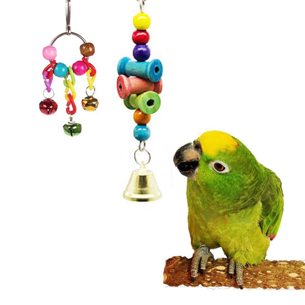Large Bird Swing Toys, Big Parrots Chewing Natural Wood with Bells Toys for Childhood Macaws Cokatoos, Alexandrine Parakeet, African Grey Parrot and a Variety of Medium Finch