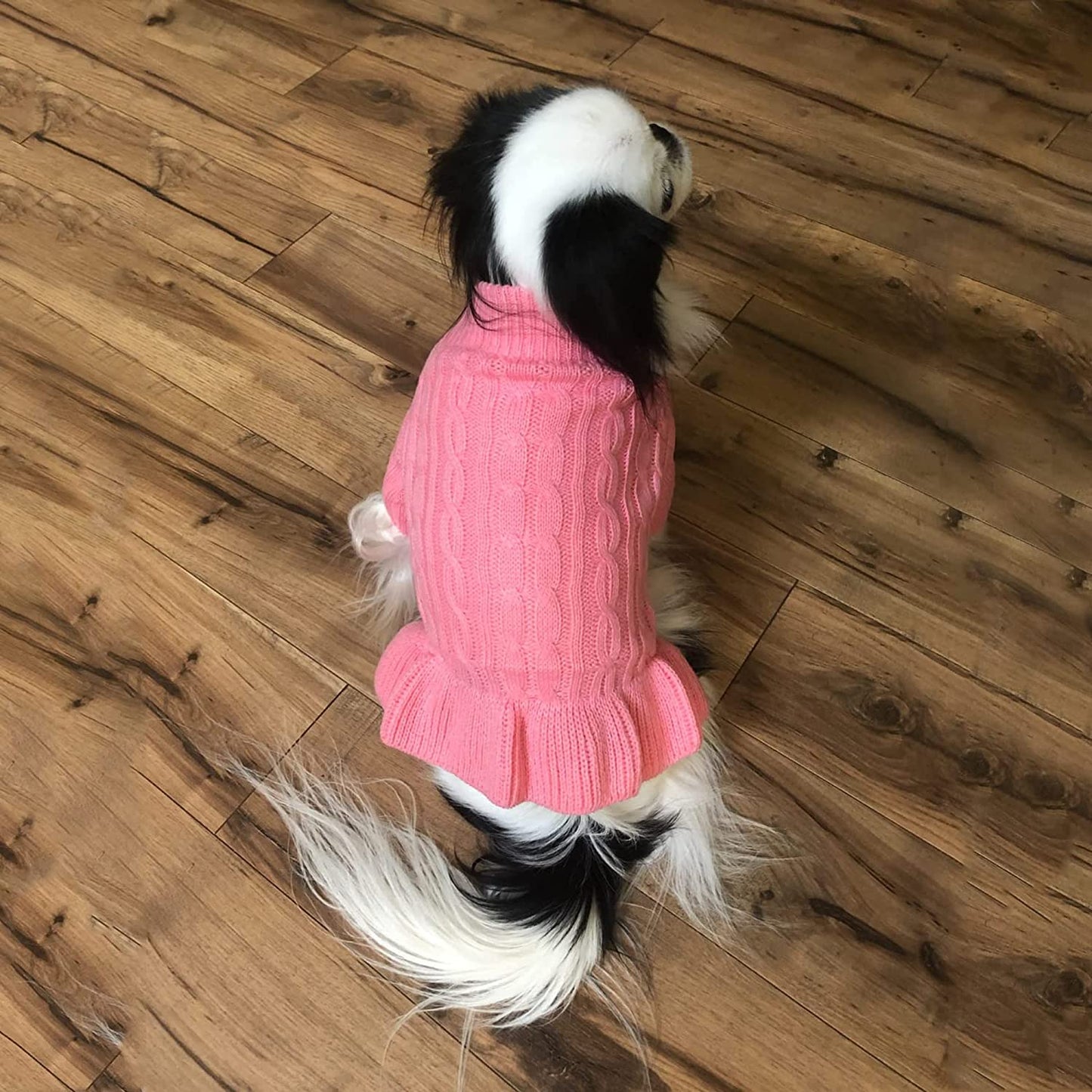 Lifewheel Mermaid Tail Dog Sweater Dress with Ruffle across the Bottom, Cat Sweater Dress, Knitwear Soft Thickening Warm Winter Puppy Sweater Dog Clothes for Small Dogs Cats Boy Girl (Medium, Pink) Animals & Pet Supplies > Pet Supplies > Dog Supplies > Dog Apparel LifeWheel   