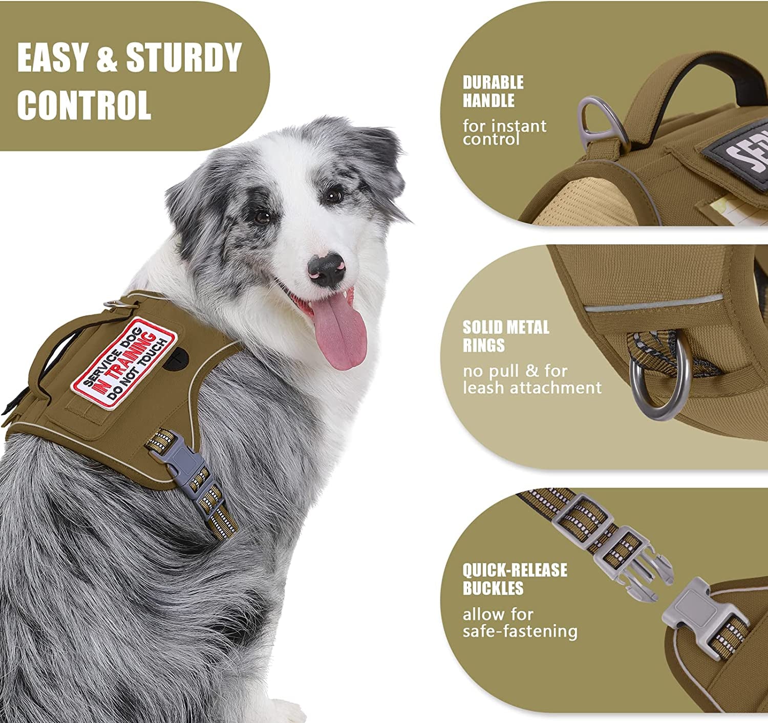 Demigreat Tactical Dog Harness for Large Dogs No Pull,Military Service Dog Harness , Fit Smart Reflective Pet Walking Harness for Training, Adjustable Dog Vest Harness with Handle Animals & Pet Supplies > Pet Supplies > Dog Supplies > Dog Apparel Demigreat   