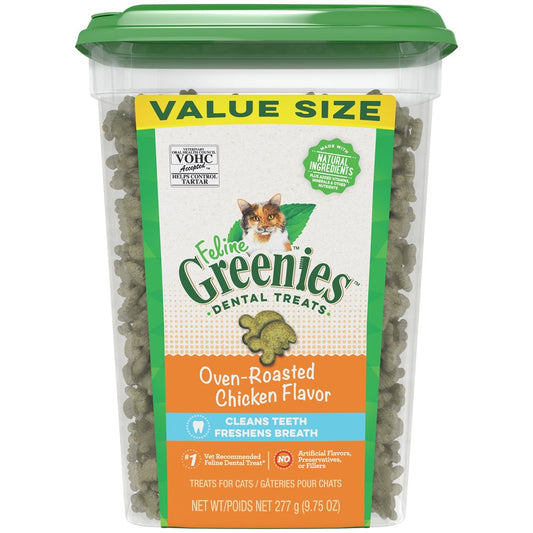 FELINE GREENIES Adult Dental Cat Treats, Oven Roasted Chicken Flavor, 9.75 Oz. Animals & Pet Supplies > Pet Supplies > Cat Supplies > Cat Treats Mars Petcare   