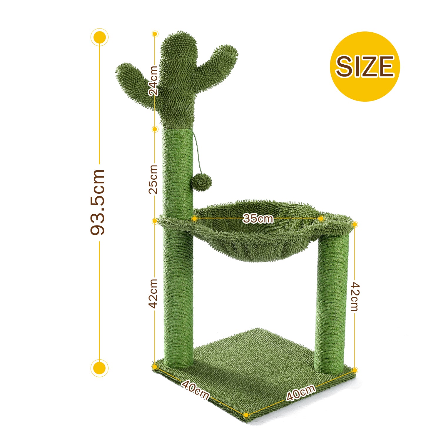Cat Scratching Post Cactus Cat Tower with Hammock Play Tower Sisal Play Kitty Activity Center Furniture Toys Sturdy, 93.5Cm, Green Animals & Pet Supplies > Pet Supplies > Cat Supplies > Cat Furniture Boulevard F Inc   
