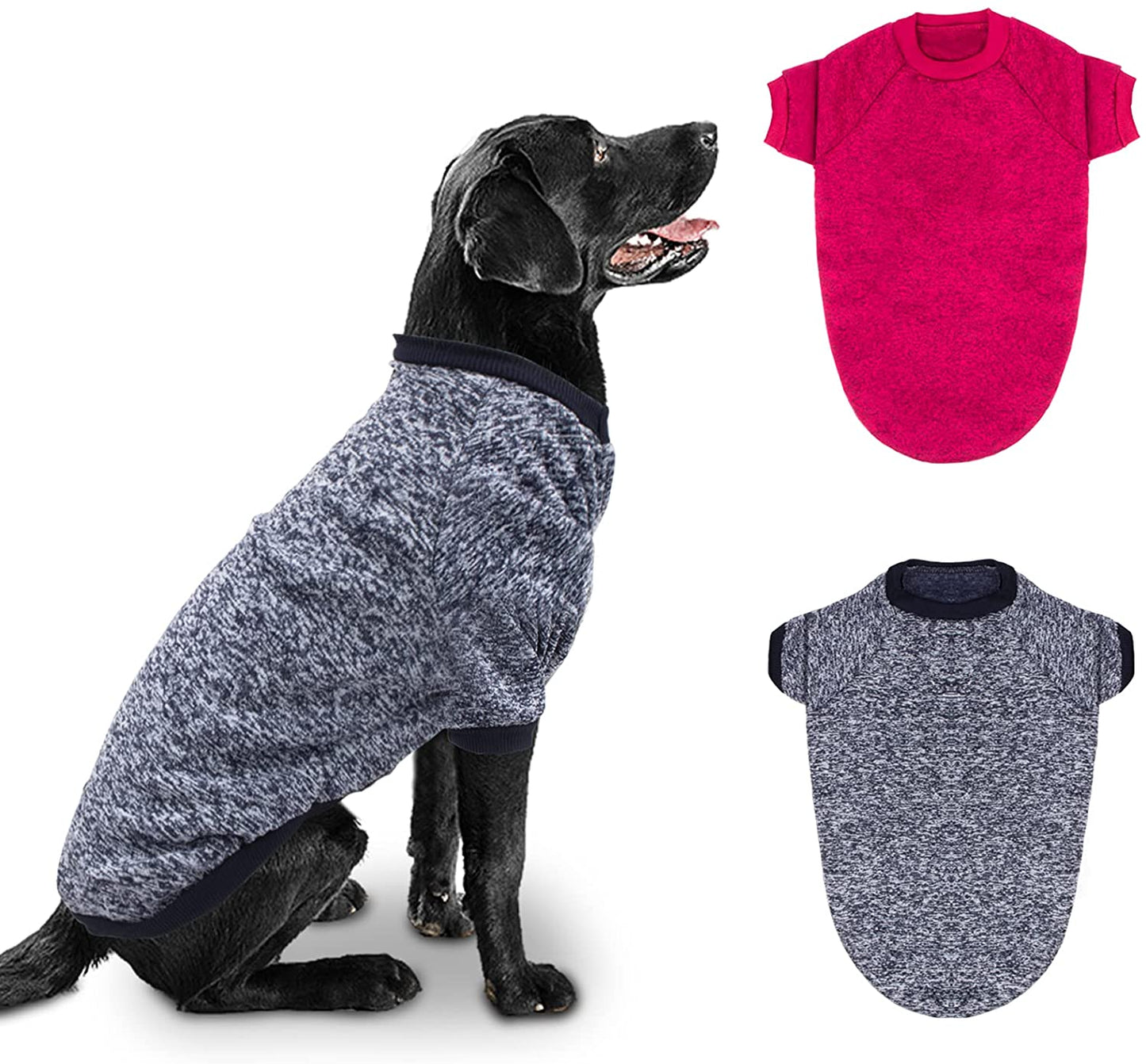 Rypet 2 Pack Large Dog Sweaters for Winter Dog Classic Knitwear Sweater Soft Thickening Warm Dog Clothes for Medium Large Dogs Animals & Pet Supplies > Pet Supplies > Dog Supplies > Dog Apparel Rypet Navy Blue & Wine Red 7XL(Chest: 30.7", Back: 25.6") 