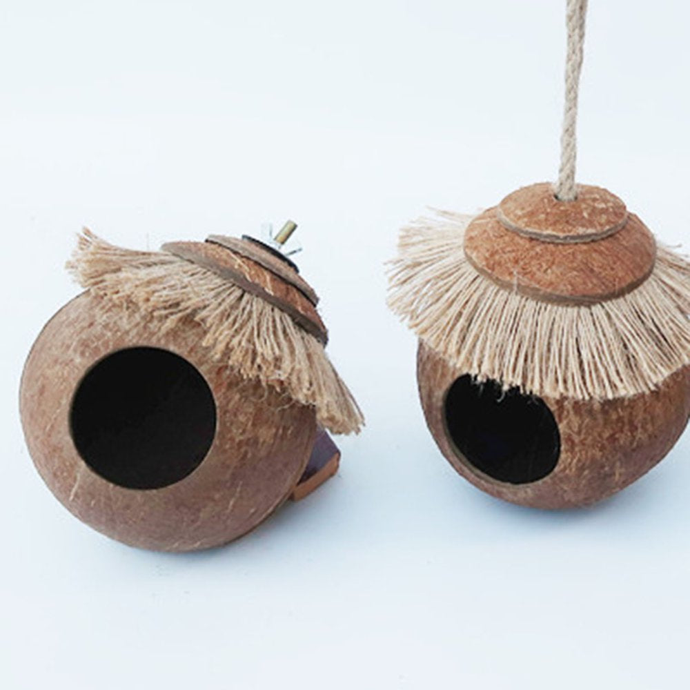 Coconut Bird Nest Hut Pet Hideout With/Without Ladder for Parrots Parakeet Conures Cockatiel - Small Animals House Pet Cage Habitats Decor Animals & Pet Supplies > Pet Supplies > Small Animal Supplies > Small Animal Habitats & Cages GMMGLT   