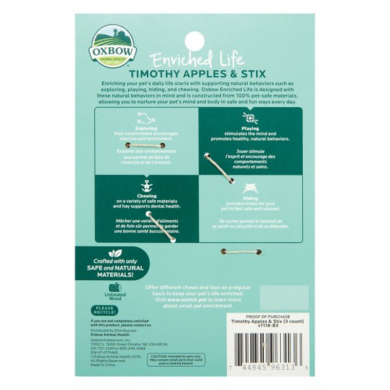 Oxbow Enriched Life Timothy Apples and Stix for Small Animals Animals & Pet Supplies > Pet Supplies > Small Animal Supplies > Small Animal Food Oxbow   