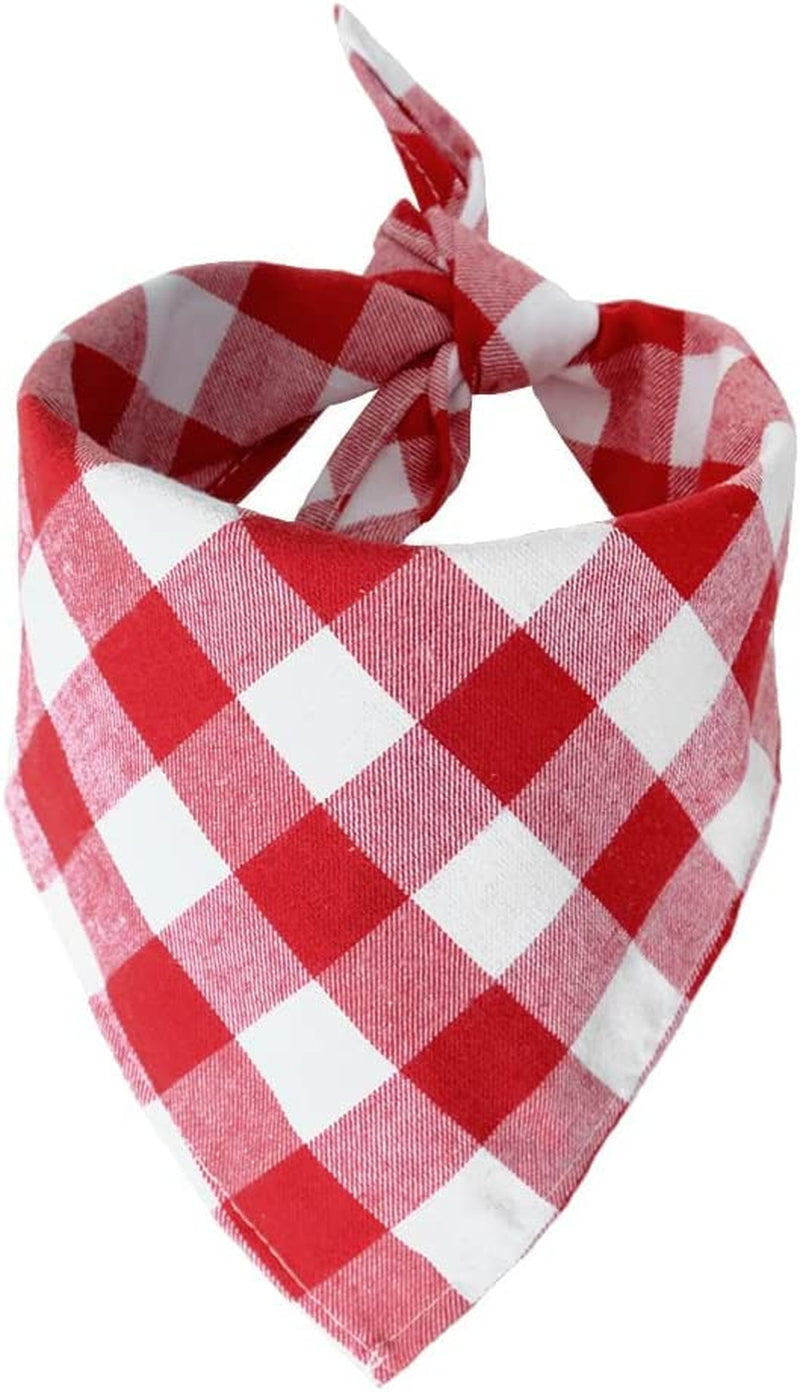 CROWNED BEAUTY Large Dog Bandana for Medium Large Dogs,Blue Black Buffalo Plaid Adjustable Reversible Triangle Cutton Scarves DB18-L Animals & Pet Supplies > Pet Supplies > Dog Supplies > Dog Apparel Crowned Beauty Red White Medium 