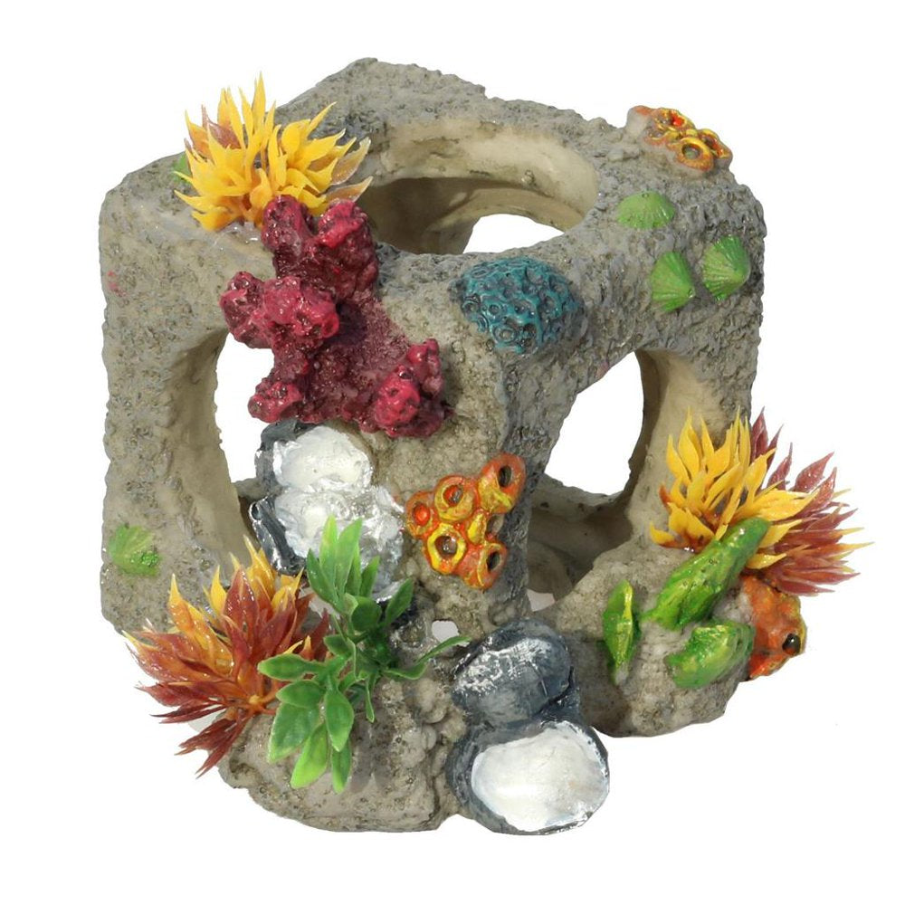 Water Grass Rockwork Model Reptile Cave, Resin Hiding Habitat Aquarium Terrarium Decoration Ornament for Small Lizards Turtles Amphibians Fish Animals & Pet Supplies > Pet Supplies > Small Animal Supplies > Small Animal Habitat Accessories DYNWAVE   