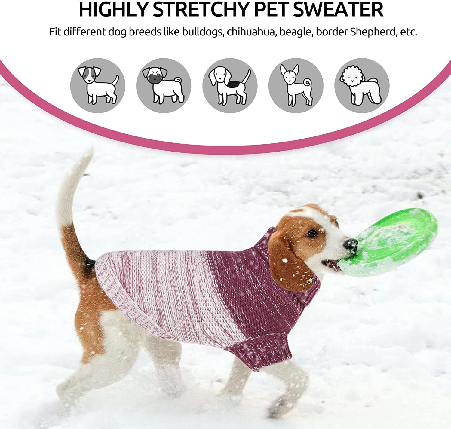 Queenmore Knitted Pullover Dog Sweater, Turtleneck Pet Cat Sweater, Cold Weather Puppy Sweater Stitching Knitwear with Leash Hole for Small Medium Dogs Animals & Pet Supplies > Pet Supplies > Dog Supplies > Dog Apparel Queenmore   