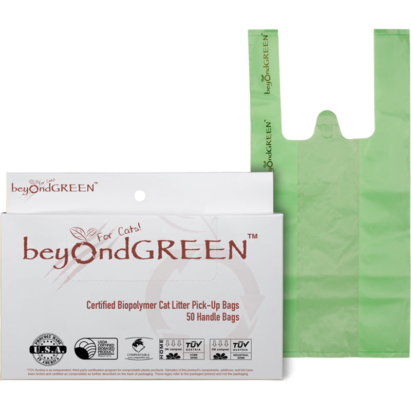 Beyondgreen Plant-Based Cat Litter Poop Waste Pick-Up Bags with Handles - 100 Green Bags - 8 in X 16 In Animals & Pet Supplies > Pet Supplies > Cat Supplies > Cat Litter Box Liners beyondGREEN 50  