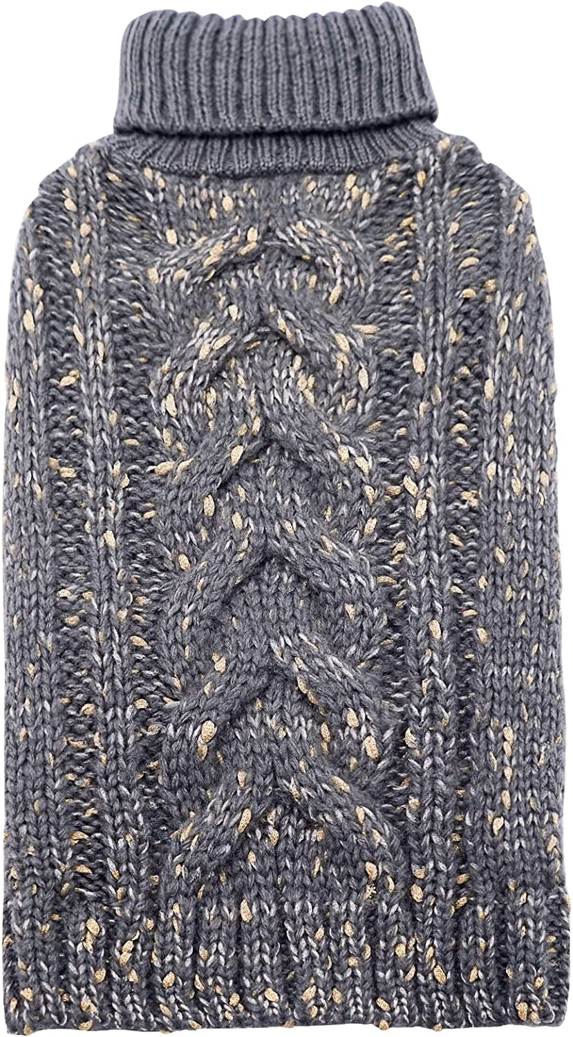 KYEESE Dog Sweaters Turtleneck Beige Small Dog Sweater Knitwear Pullover Warm Pet Sweater with Golden Yarn Decors Animals & Pet Supplies > Pet Supplies > Dog Supplies > Dog Apparel kyeese Grey Medium 