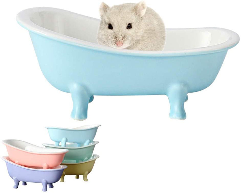 Small Animal Hamster Bed, Ice Bathtub Accessories Cage Toys, Ceramic Relax Habitat House, Sleep Pad Nest for Hamster, Food Bowl for Guinea Pigs/Squirrel/Chinchilla（Sky Blue） Animals & Pet Supplies > Pet Supplies > Small Animal Supplies > Small Animal Habitats & Cages Barka Ave Sky Blue  