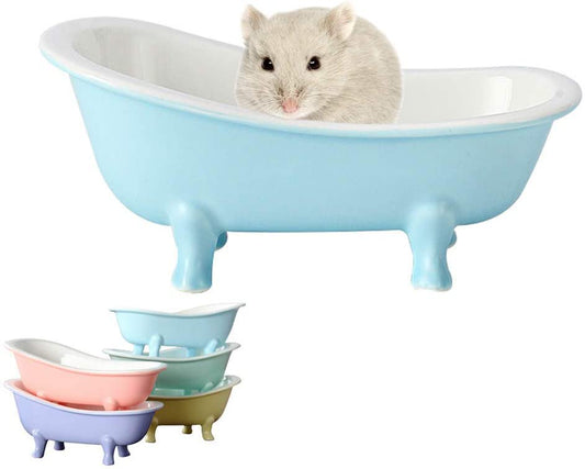 Small Animal Hamster Bed, Ice Bathtub Accessories Cage Toys, Ceramic Relax Habitat House, Sleep Pad Nest for Hamster, Food Bowl for Guinea Pigs/Squirrel/Chinchilla（Sky Blue）