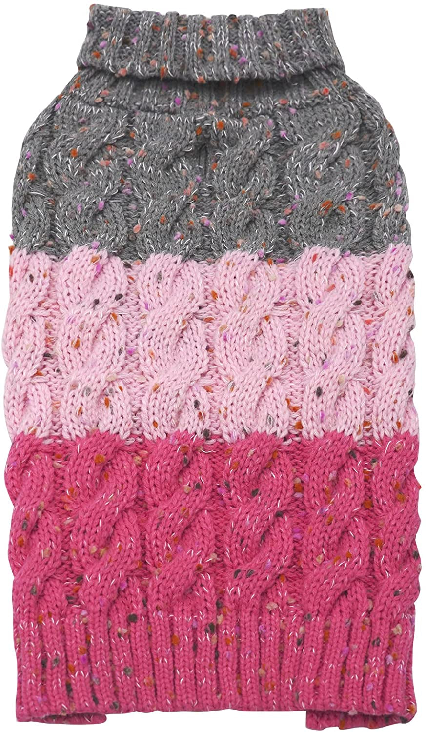 KYEESE 2022 Dog Sweater Color Block with Fuzzy Thread Knitted Turtleneck Dog Knitwear with Leash Hole for Small Dogs Fall Winter Dog Clothes, Pink,M Animals & Pet Supplies > Pet Supplies > Dog Supplies > Dog Apparel kyeese 2# Pink&Red Large (11-19lbs) 