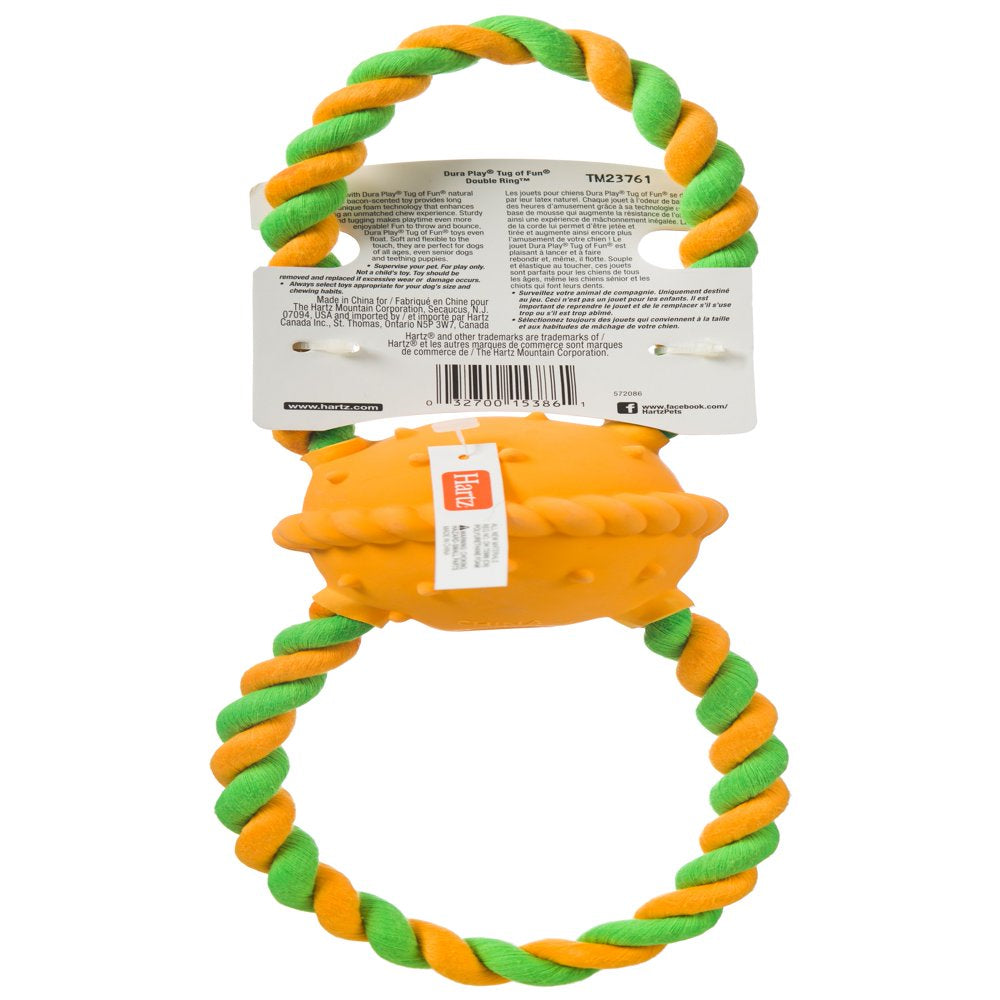 Hartz Dura Play Tug Fun Double Ring Bacon Scented Dog Toy