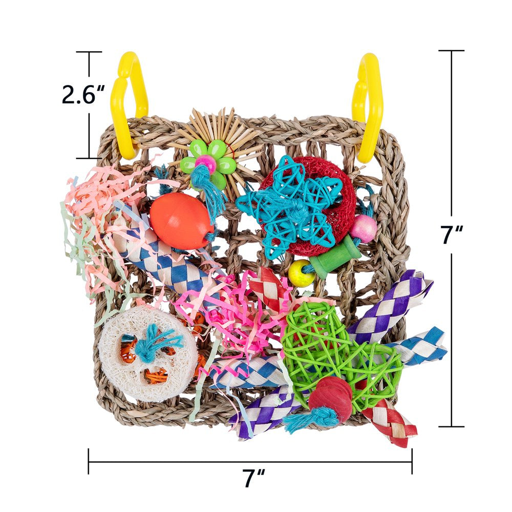 QBLEEV Bird Toys for Climbing Hammock with Colorful Bird Chew Toys Shredding Toy Seagrass Foraging Activity Wall Animals & Pet Supplies > Pet Supplies > Bird Supplies > Bird Toys QBLEEV   