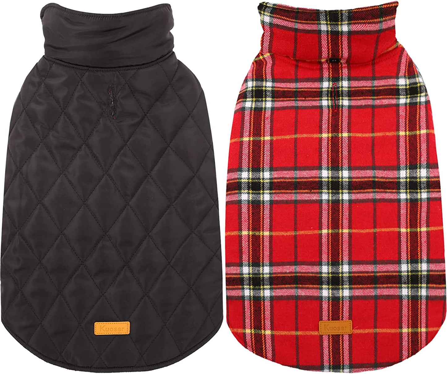 Kuoser Warm Dog Coat, Reversible Dog Jacket Waterproof Dog Winter Coat British Style Plaid Dog Clothes Pet Dog Cold Weather Coats Cozy Snow Jacket Vest for Small Medium Large Dogs Red M Animals & Pet Supplies > Pet Supplies > Dog Supplies > Dog Apparel Kuoser Bright Red Small (Pack of 1) 