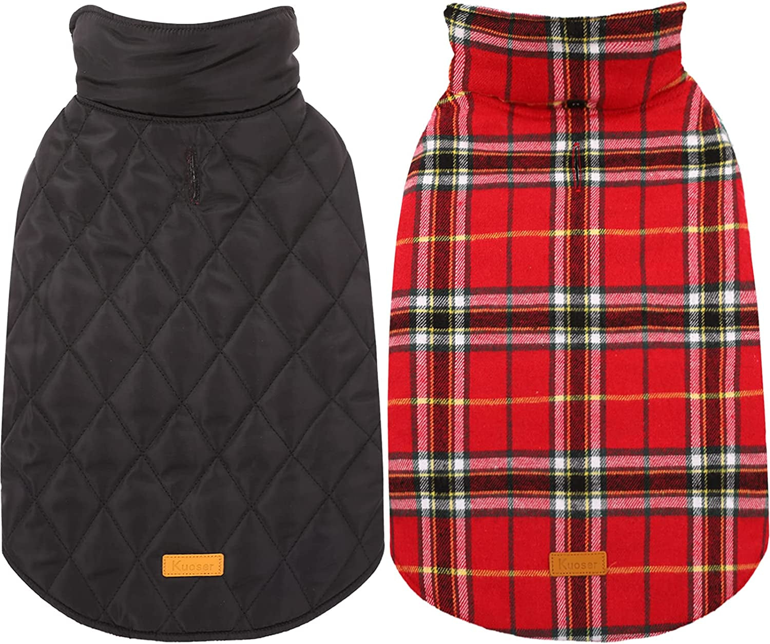 Kuoser Warm Dog Coat, Reversible Dog Jacket Waterproof Dog Winter Coat British Style Plaid Dog Clothes Pet Dog Cold Weather Coats Cozy Snow Jacket Vest for Small Medium Large Dogs Red M Animals & Pet Supplies > Pet Supplies > Dog Supplies > Dog Apparel Kuoser Bright Red Small (Pack of 1) 