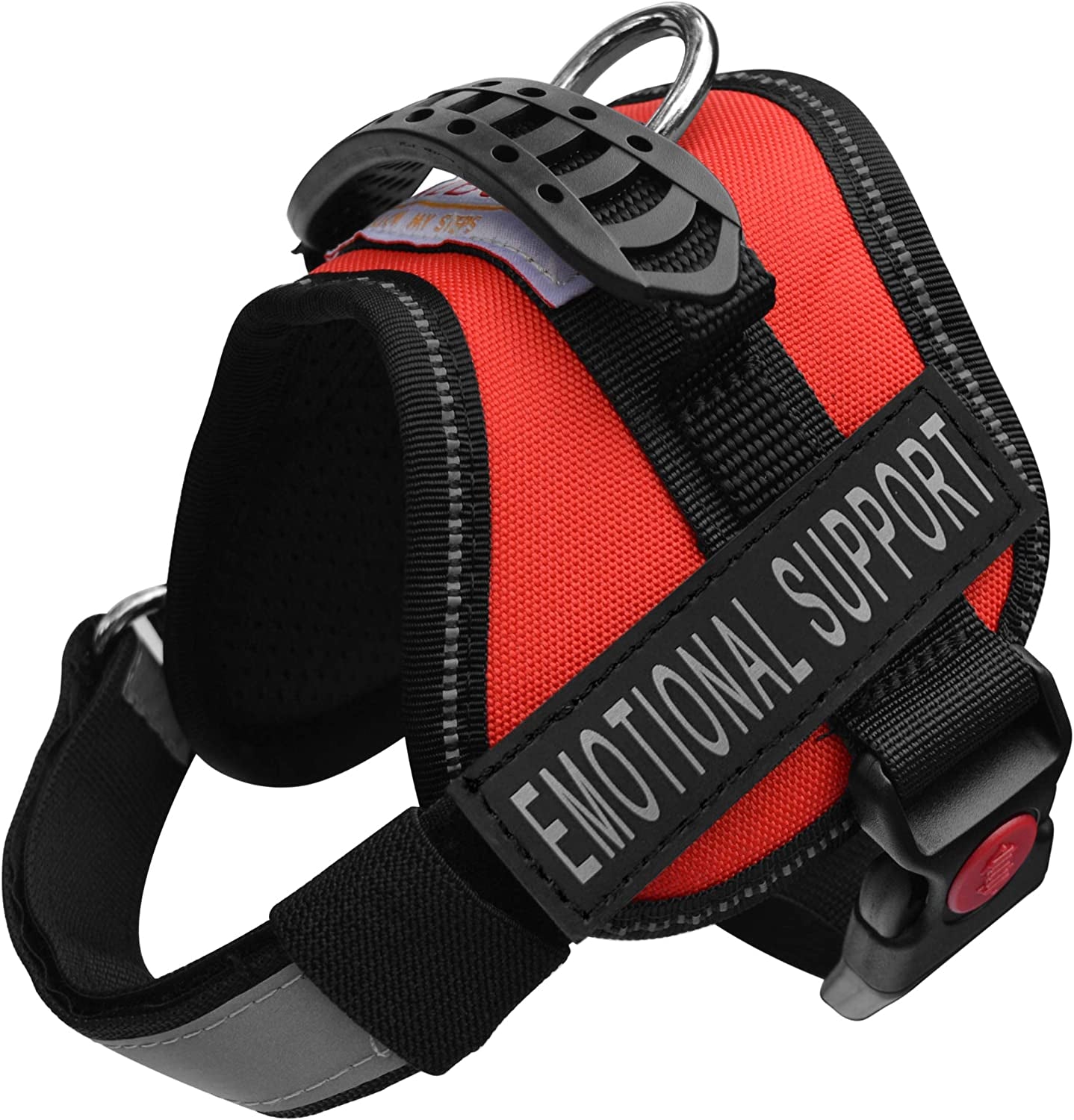 ALBCORP Emotional Support Dog Vest - Reflective Harness with Adjustable Straps and 2 Hook and Loop Removable Patches, Woven Polyester & Nylon, Comfy Mesh Padding, Sturdy Handle. Small, Red Animals & Pet Supplies > Pet Supplies > Dog Supplies > Dog Apparel ALBCORP Red XXS 15"-18" Girth 