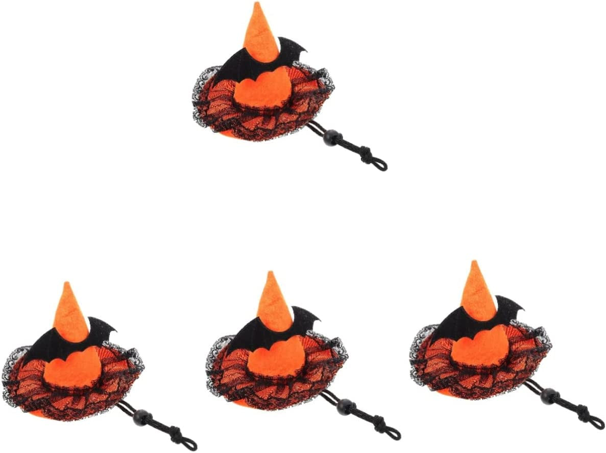 Balacoo Wizard Hat Adorable Decorative Costume for Props Witch Headgear Theme with Costumes Cute Supply Cone Lace Pet Dog Wear-Resistant Supplies Themed Hats Bat Black Pumpkin Funny Animals & Pet Supplies > Pet Supplies > Dog Supplies > Dog Apparel Balacoo Orangex4pcs 15X15X12.5CMx4pcs 