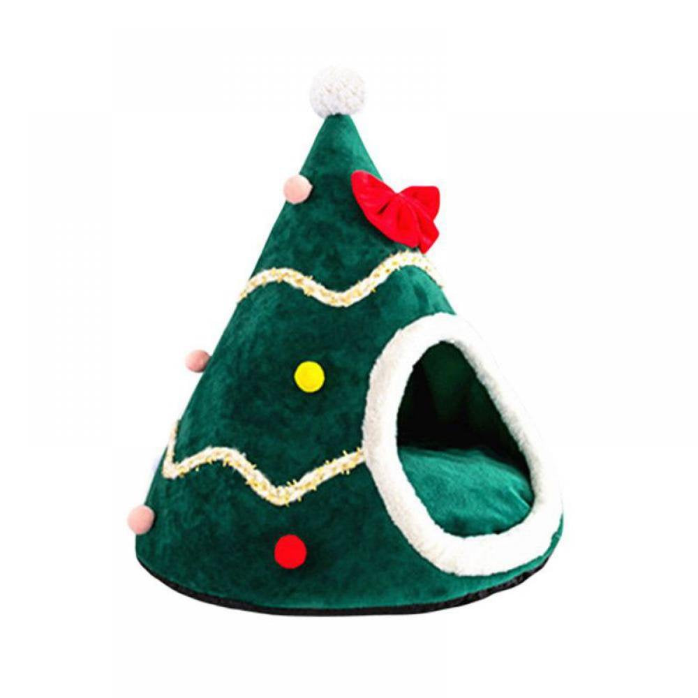 Christmas Tree Shape Pet Dog Cat Cave House Sleeping Bed Half Closed Christmas Warm Soft Winter Cats Dog Cage Bed Xmas Gift Animals & Pet Supplies > Pet Supplies > Cat Supplies > Cat Beds Vision   