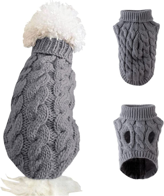 Cnarery Knitted Turtleneck Dog Sweaters, Warm Pet Sweater, Cute Knitted Classic Dog Sweater for Autumn and Winter Cold Weather Puppy Clothes(Gray) Animals & Pet Supplies > Pet Supplies > Dog Supplies > Dog Apparel Cnarery Gray Medium 