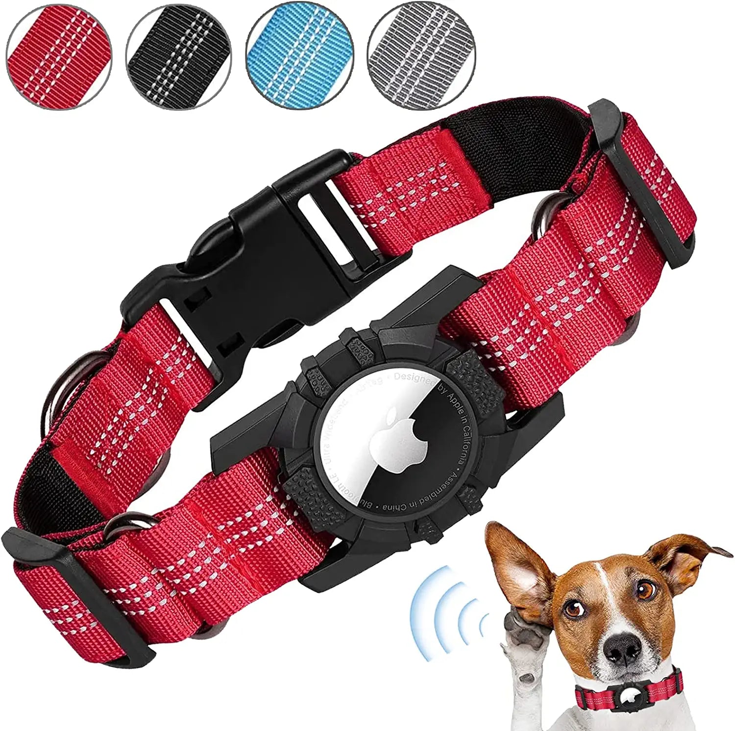 Airtag Dog Collar, Apple Air Tag Dog Collar, Heavy Duty Dog Collar with Airtag Holder Case, Adjustable Air Tag Accessories Pet Collar for Medium Large Dogs…