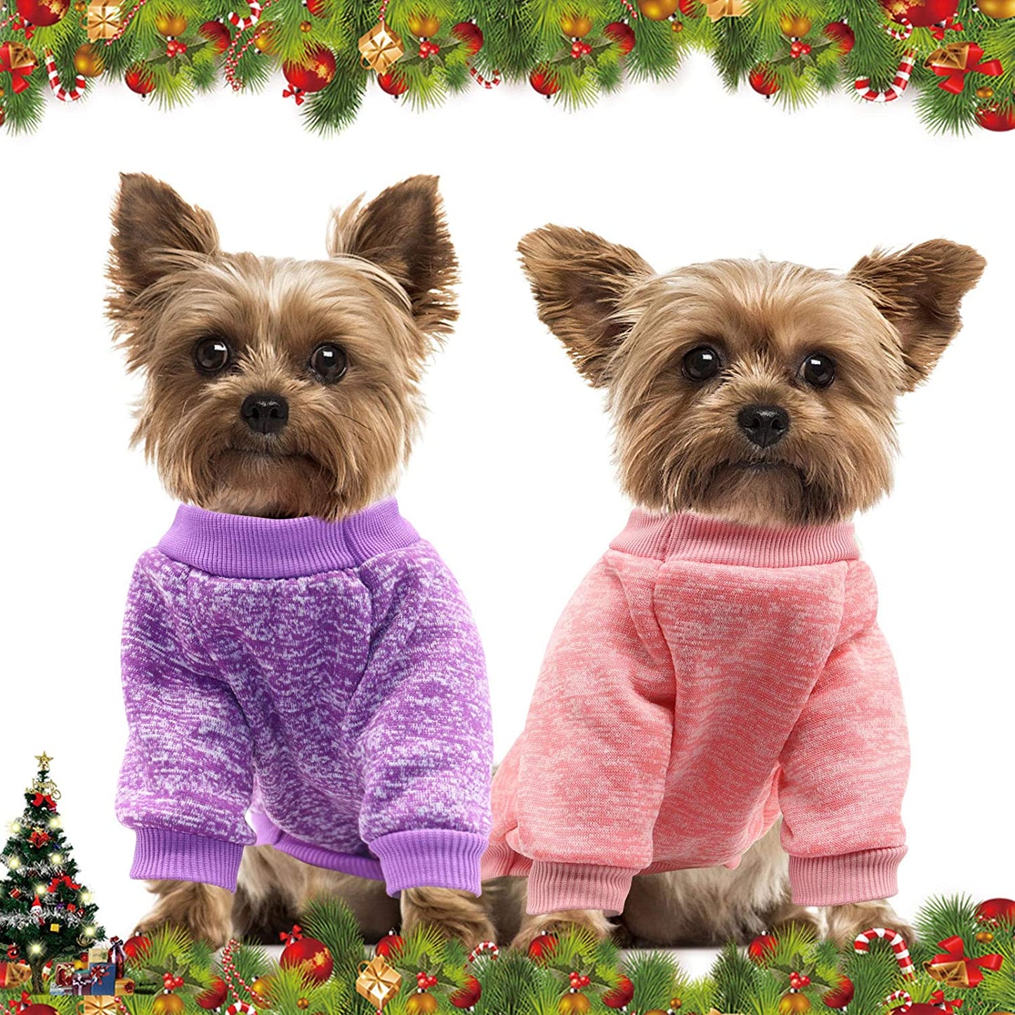 HYLYUN 4 Pieces Small Dog Sweater - Pet Dog Classic Knitwear Sweater Soft Thickening Warm Pup Dogs Shirt Winter Puppy Sweater for Dogs L Animals & Pet Supplies > Pet Supplies > Dog Supplies > Dog Apparel HYLYUN   