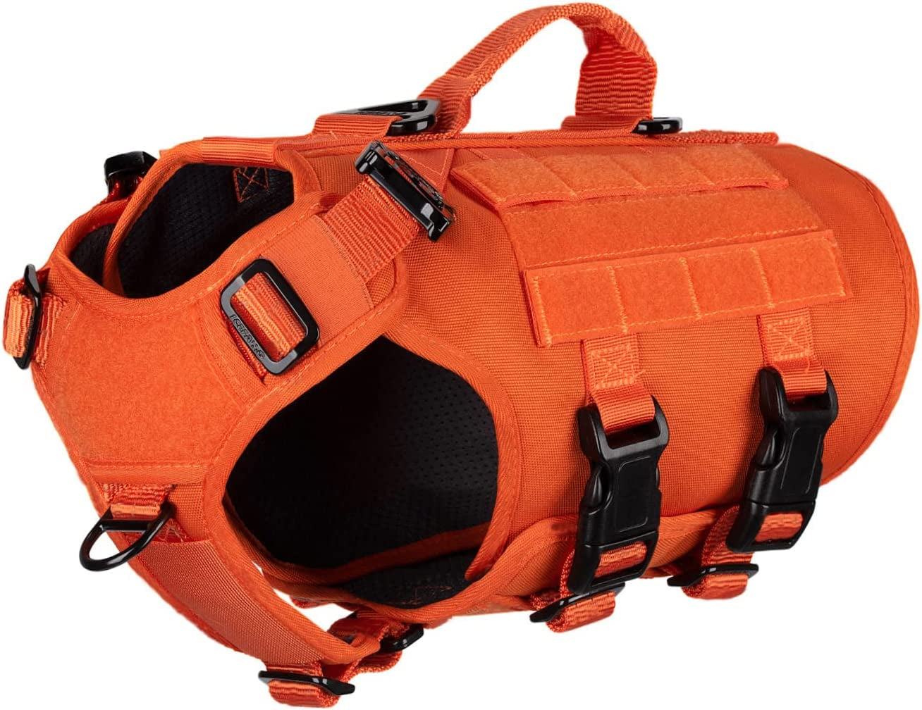 ICEFANG Tactical Dog Operation Harness with 6X Buckle,Dog Molle Vest with Handle,3/4 Body Coverage,Hook and Loop Panel for ID Patch,No Pulling Front Clip (L (28"-35" Girth), Coyote Brown) Animals & Pet Supplies > Pet Supplies > Dog Supplies > Dog Apparel frostwolf Safety Orange Small (Pack of 1) 