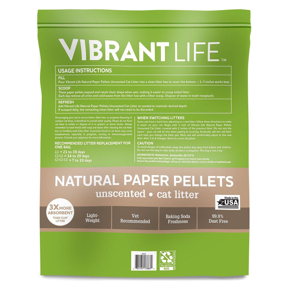 Vibrant Life Natural Paper Pellets Cat Litter, Unscented, 20 Lb Animals & Pet Supplies > Pet Supplies > Cat Supplies > Cat Litter B.P.V. Environmental   