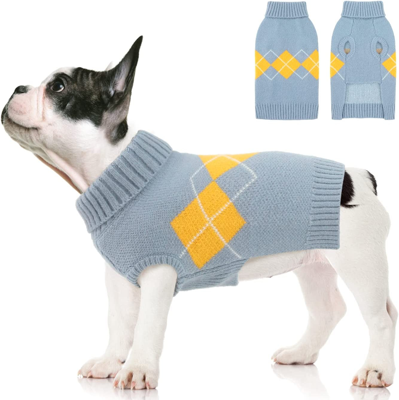 ALAGIRLS Winter Dog Sweater Warm Puppy Clothes,Classic Turtleneck Plaid Cat Sweater,Pullover Christmas Holiday Pet Outfits Apparel for Large Dogs,Pink L Animals & Pet Supplies > Pet Supplies > Dog Supplies > Dog Apparel ALA HazeBlue X-Large 